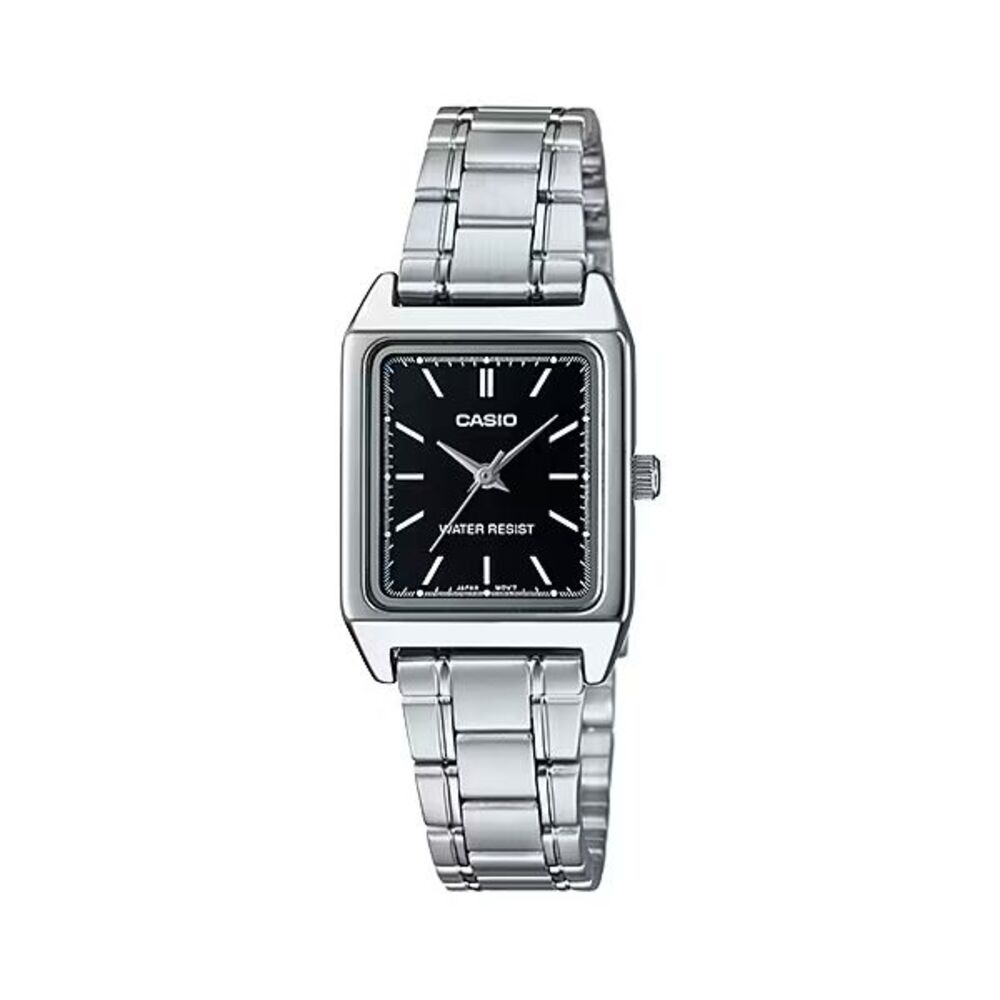Casio Women’s Silver Watch with Black Dial - LTP-V007D-1EUDF